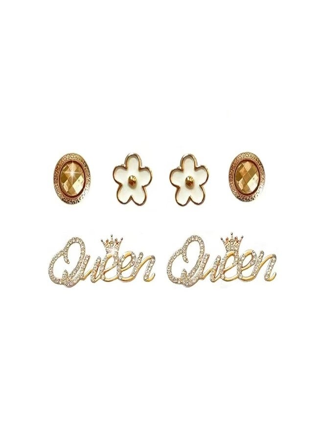 vshougou Bling and Letter Shoe Charms for Clog Decoration,Cute Charms Accessories for Gift, Bling-A, Pearl, No Gemstone - Image 2