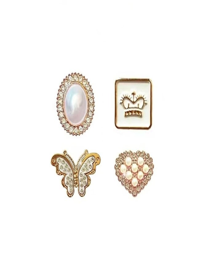 vshougou Bling and Letter Shoe Charms for Clog Decoration,Cute Charms Accessories for Gift, Bling-A, Pearl, No Gemstone - Image 4