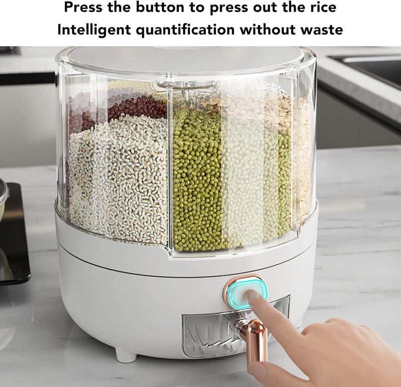 Rosvola Cereal Dispenser Large Capacity 6 Compartments Easy to Use Removable Lid Cereal Storage Box for Beans Large Size - Image 4