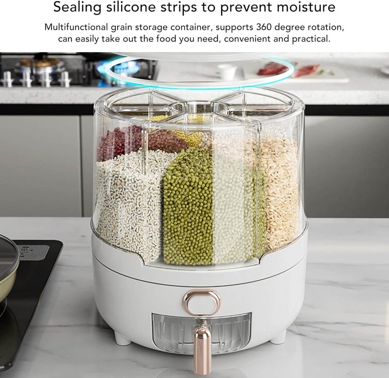 Rosvola Cereal Dispenser Large Capacity 6 Compartments Easy to Use Removable Lid Cereal Storage Box for Beans Large Size - Image 3