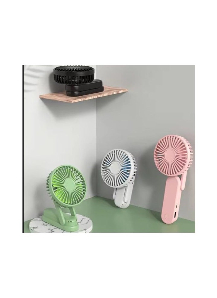 Generic - Mini Folding Fan Portable Handheld Rechargeable Table Fan Mini Folding Fan Handheld Fan Pink - Image 1