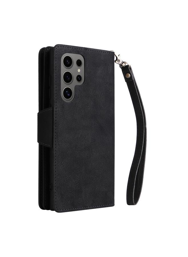 S-TOP Case For Samsung Galaxy S25 Ultra 5G Rivet Buckle 9 Cards Three Fold Leather Phone Case - Image 3