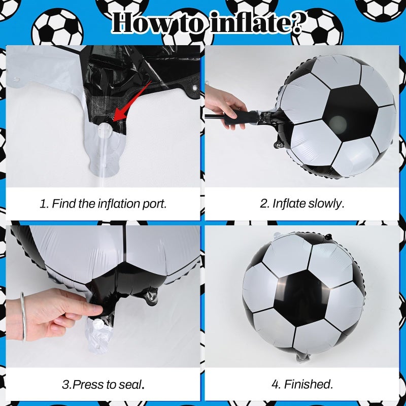 Togvu Soccer Balloons, Metallic Blue Silver Balloons with 18 Inch Soccer Ball Foil Print Balloon for Sport Theme Party Decorations, Chrome Silver Blue Confetti Balloon for Boys Men Birthday - Image 4