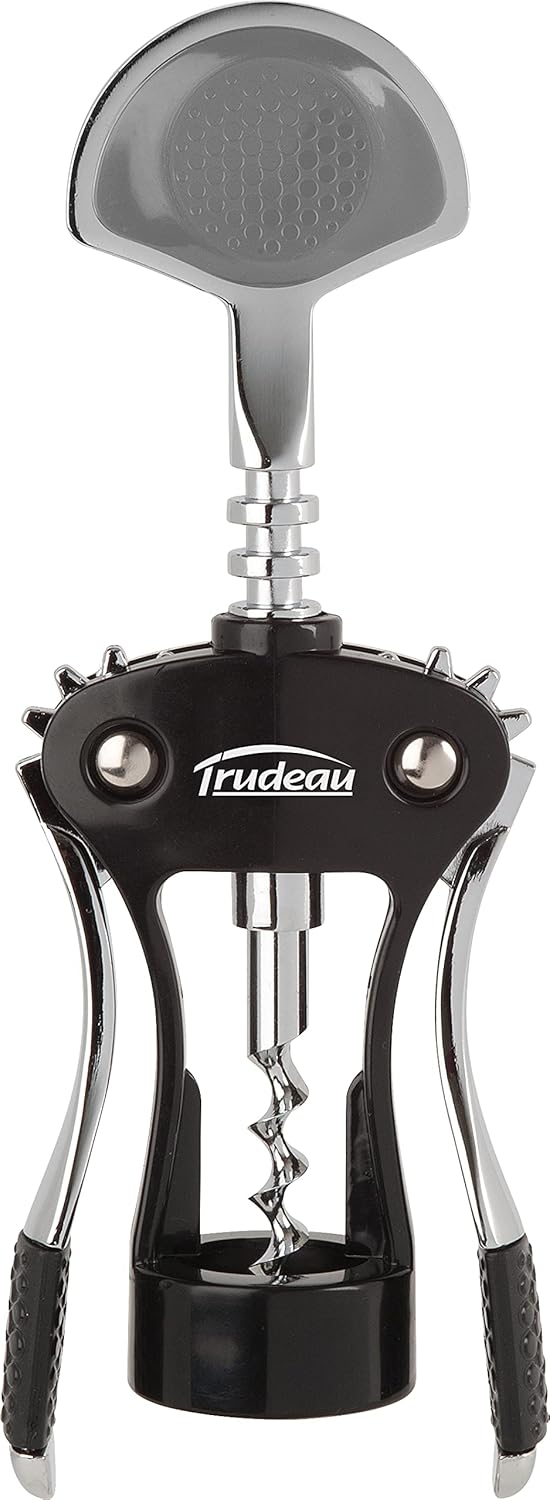 Trudeau Wine Opener Maison Deluxe Wing Corkscrew Medium SilverBlack