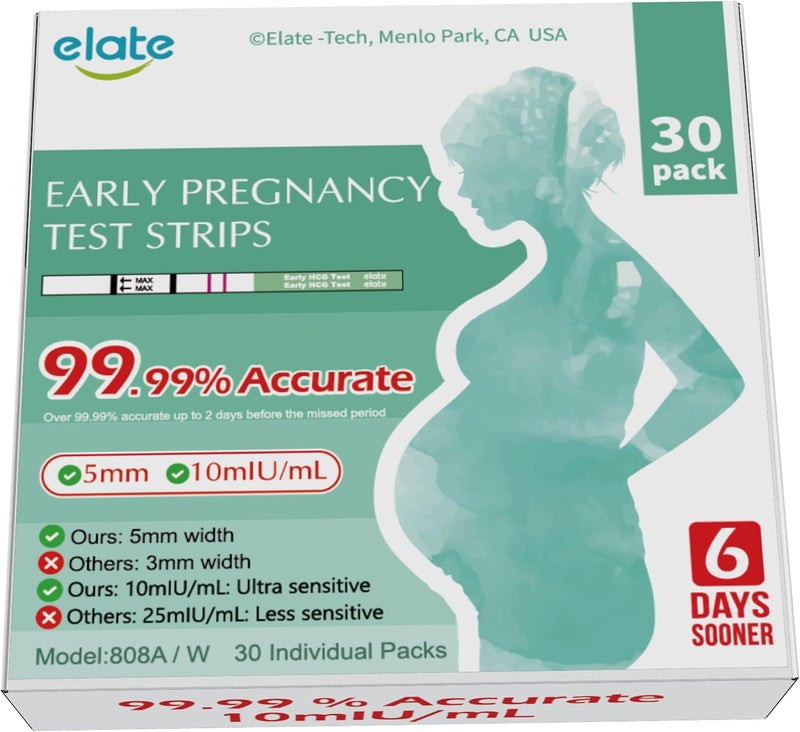 Elate Early Pregnancy Test Strips 30 Pack for Women
