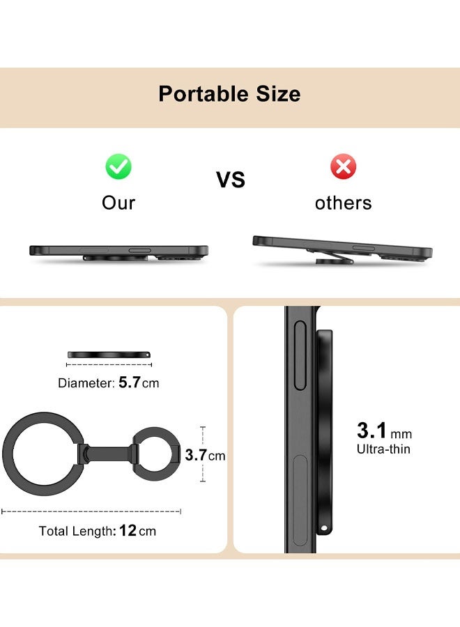 Phone Grip Holder Dual-Sided Magnetic Finger Ring Adjustable Kickstand Loop For iPhone 17/16 Pro Max/15 Plus/14 Pro/13 Mini/12, Samsung, Magnet Phone Stand Grip Compatible With Mag Car Mounts - Image 2