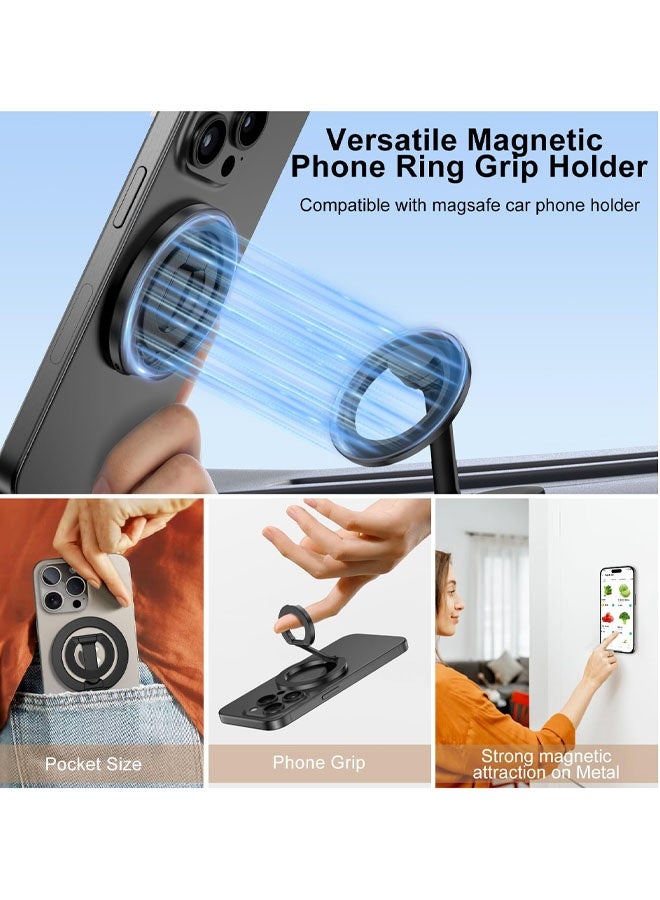Phone Grip Holder Dual-Sided Magnetic Finger Ring Adjustable Kickstand Loop For iPhone 17/16 Pro Max/15 Plus/14 Pro/13 Mini/12, Samsung, Magnet Phone Stand Grip Compatible With Mag Car Mounts - Image 5