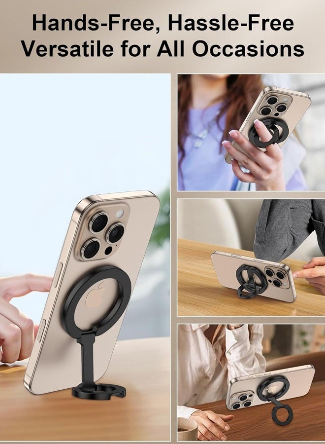 Phone Grip Holder Dual-Sided Magnetic Finger Ring Adjustable Kickstand Loop For iPhone 17/16 Pro Max/15 Plus/14 Pro/13 Mini/12, Samsung, Magnet Phone Stand Grip Compatible With Mag Car Mounts - Image 4
