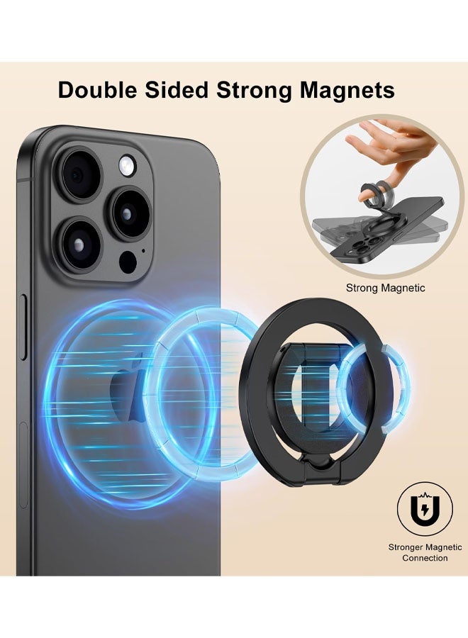 Phone Grip Holder Dual-Sided Magnetic Finger Ring Adjustable Kickstand Loop For iPhone 17/16 Pro Max/15 Plus/14 Pro/13 Mini/12, Samsung, Magnet Phone Stand Grip Compatible With Mag Car Mounts - Image 3