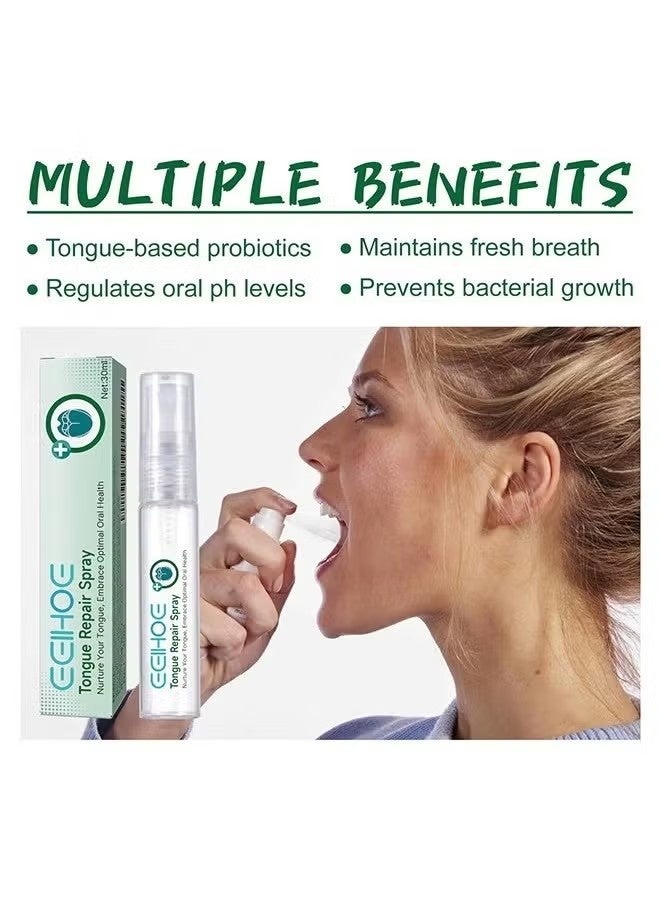 EELHOE Tongue Repair Spray,Mouth Repair Spray Repairs White Tongue Coating, Tongue Care Spray, Portable Mouth Spray, Mouthwash Spray, Freshens Breath, Eliminates Bad Breath 30ml - Image 2