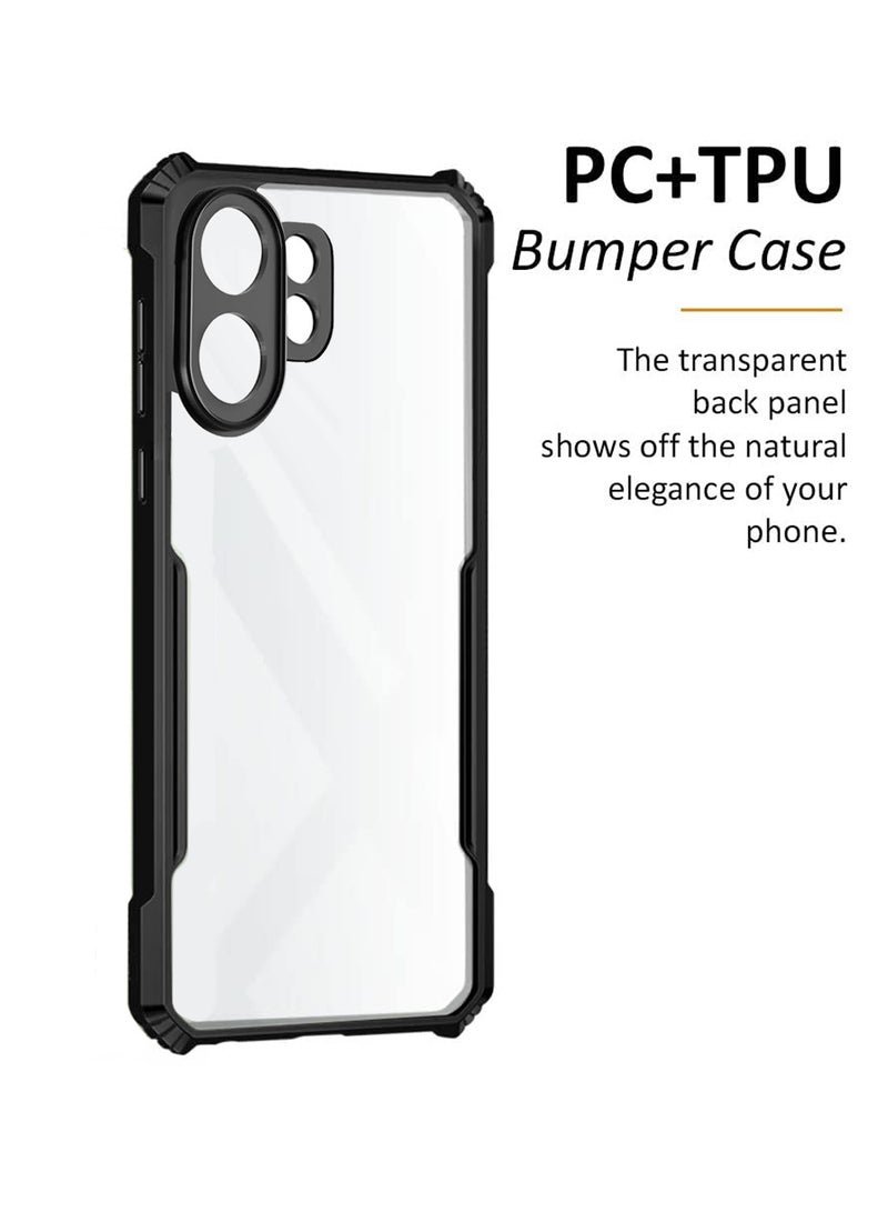 دبليو تيك غطاء هاتف رفيع من السيليكون الهجين TPU مع مصدات درع مرتفعة لهاتف vivo V60 5G 2025 (MCAPSA) - شفاف/أسود - Image 2