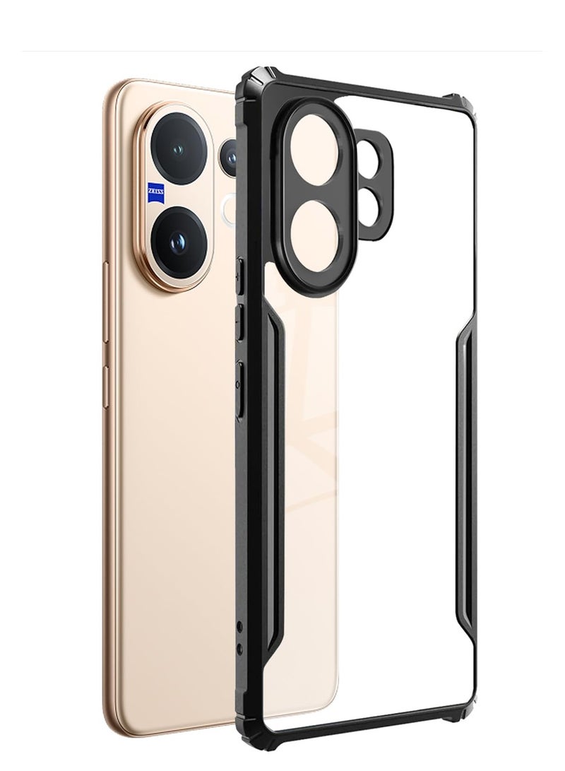 دبليو تيك غطاء هاتف رفيع من السيليكون الهجين TPU مع مصدات درع مرتفعة لهاتف vivo V60 5G 2025 (MCAPSA) - شفاف/أسود - Image 1