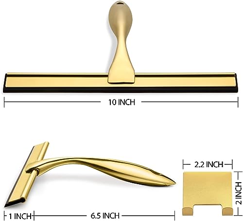 HIWARE All-Purpose Shower Squeegee for Shower Doors, Bathroom, Window and Car Glass - Brass, Stainless Steel, 12 Inches - Image 2