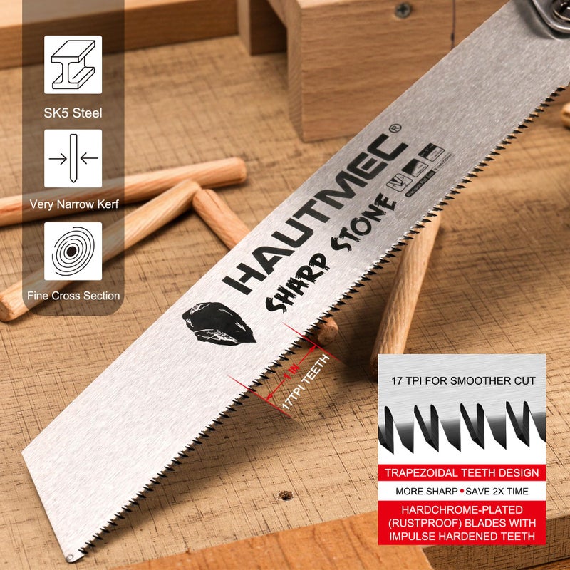 HAUTMEC Folding Japanese Pull Saw for Woodworking, 9-Inch Flush Cut Hand Saw with SK5 Steel Blade, 17 TPI Trapezoid Fine Tooth â€“ HT0312 - Image 3