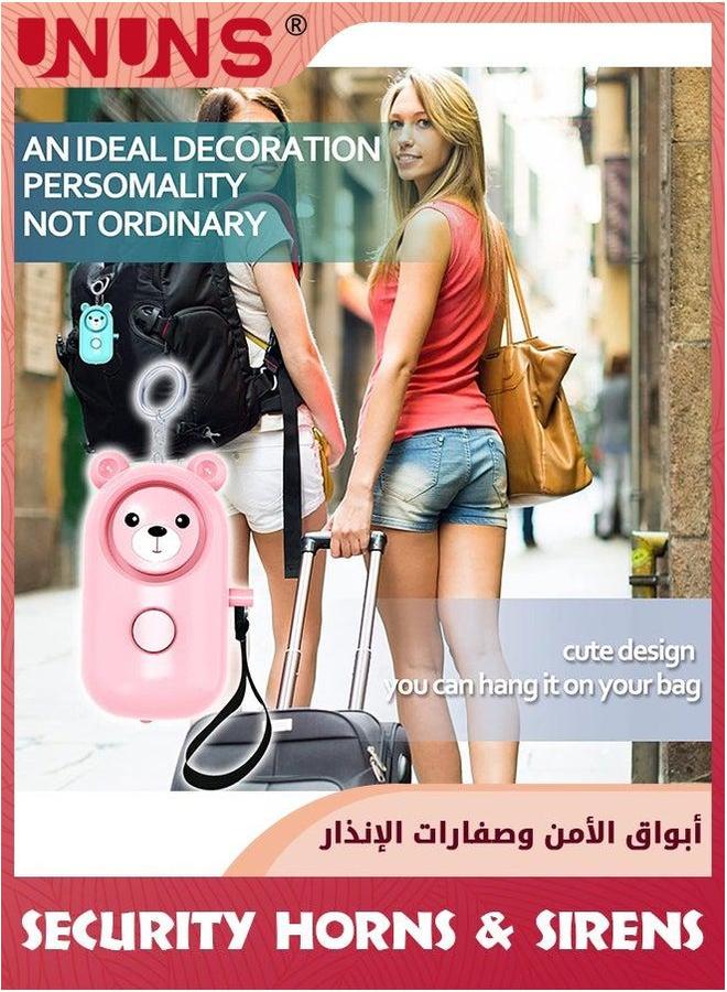 UNUNS Door Bells Chimes,Personal Alarms For Women Keychain Safety Kids Elders,2 Pack Loud 130dB Siren Safe Sound Security Self Defense With LED Light,Safe Extra Speaker Cute,Cyan+Blush  - Image 4