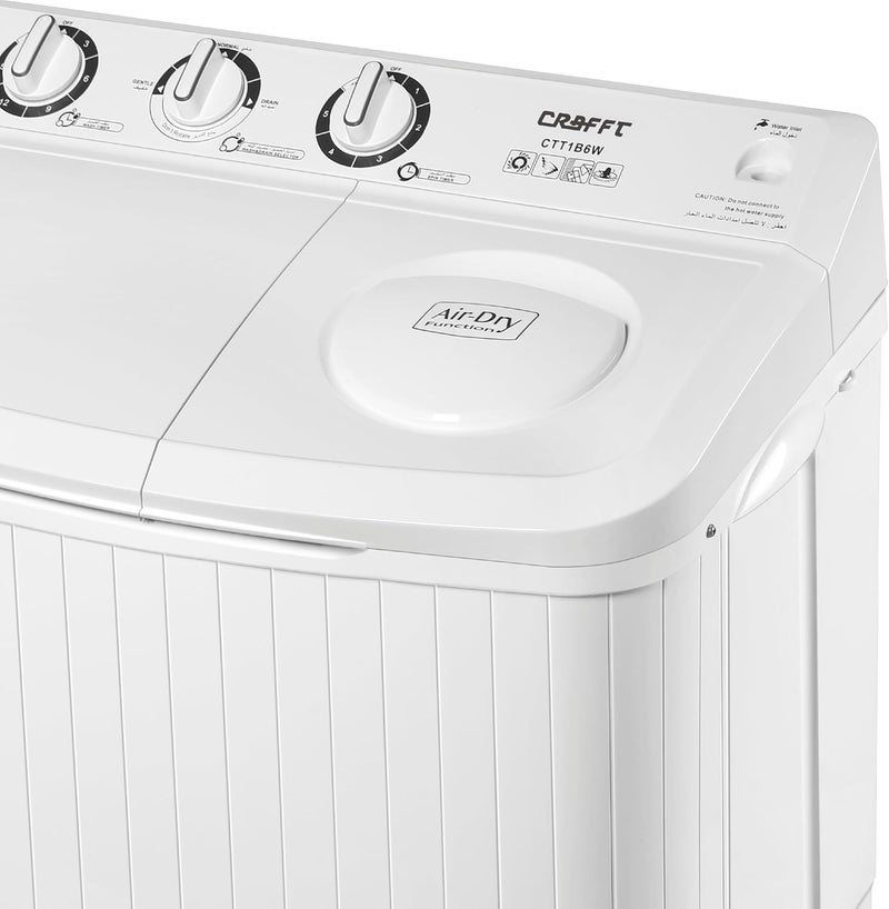 CRAFFT Twin Tub Washing Machine 6kg - White - Image 2