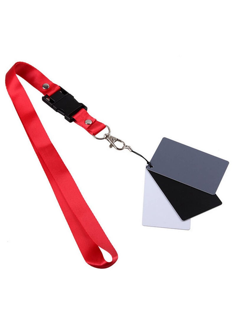 Generic - 3 In 1 White Black Grey Balance Cards 18 Degree Gray Card S Size With Neck Strap For Digital Camera Photography Accessories Correct White Balance Neutral Spectral Values Quick Release Buckle - Image 1