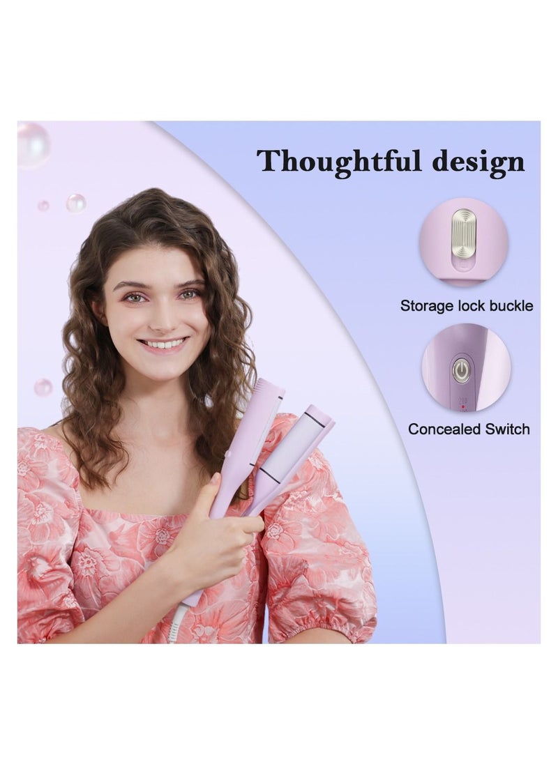 Faszin - Hair Curler Waver 3 Barrel Curling Iron 32mm for Deep Waves Water Waves Mermaid Waves with 4 Temperatures purple pink - Image 1