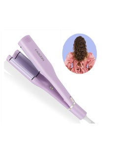 Hair Curler Waver 3 Barrel Curling Iron 32mm for Deep Waves Water Waves Mermaid Waves with 4 Temperatures purple pink