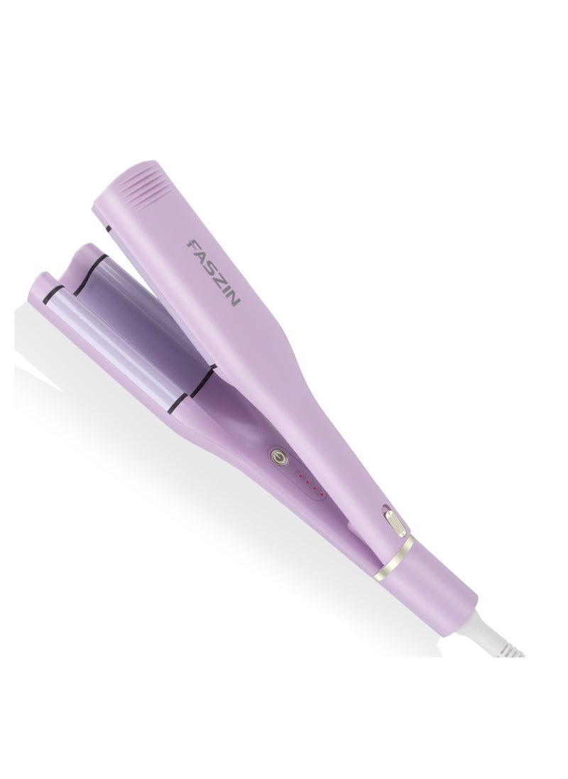 Faszin - Hair Curler Waver 3 Barrel Curling Iron 32mm for Deep Waves Water Waves Mermaid Waves with 4 Temperatures purple pink - Image 1