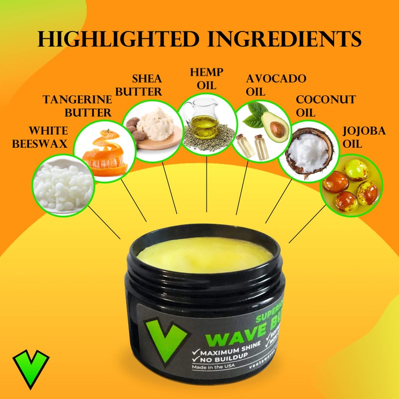 Veeta Superior Wave Grease - Maximum Shine, Non-Greasy Shea & Tangerine Conditioner for Men's 360 Waves (4 oz) - Image 4