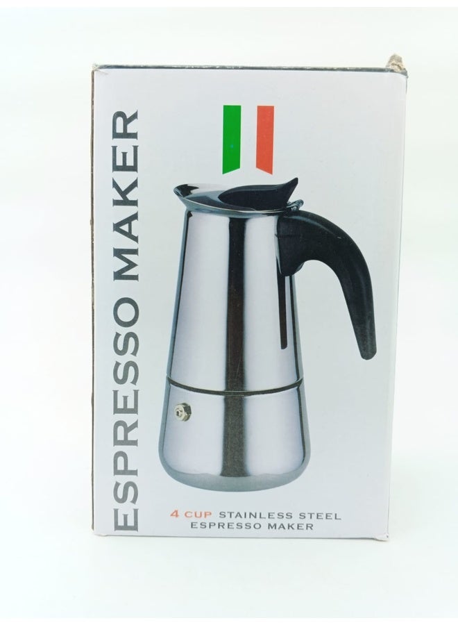 Genaric 4-Cup Stainless Steel Espresso Maker - Authentic Italian Espresso at Home - Image 1