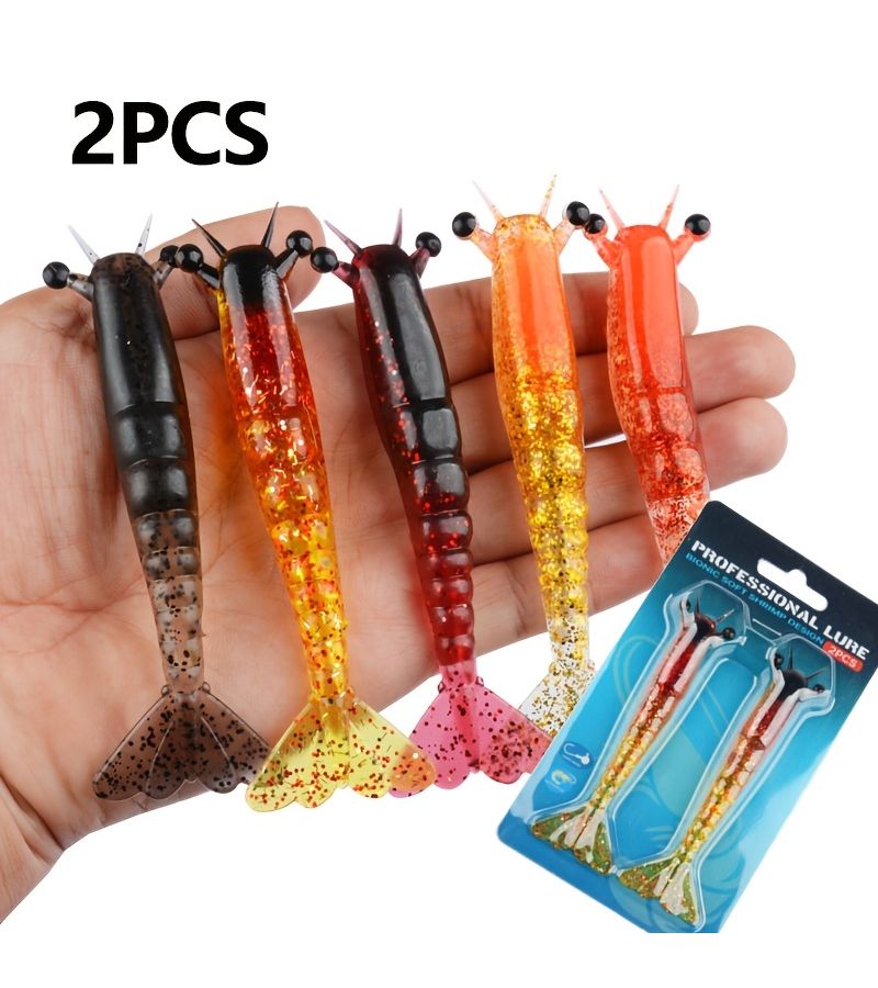 2pcs Saltwater Fishing Soft Shrimp Lure Bait 9.5cm Red Back 6g - Image 1