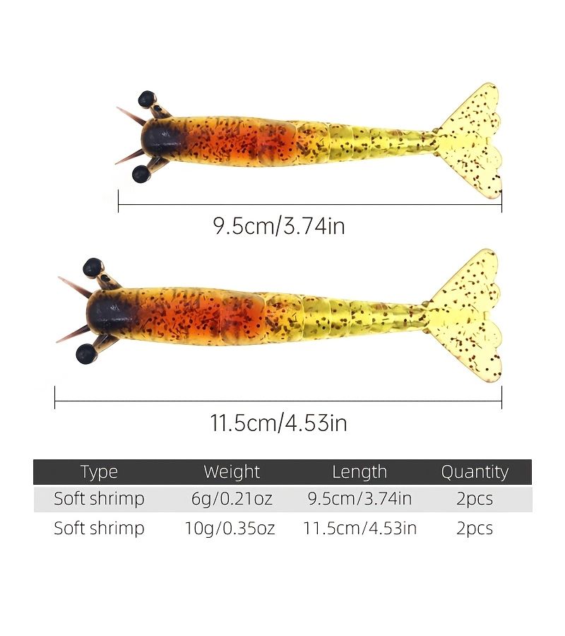 2pcs Saltwater Fishing Soft Shrimp Lure Bait 9.5cm Red Back 6g - Image 4
