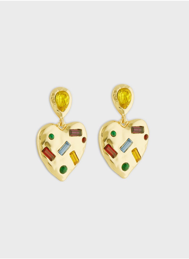 Ginger - Stone Detail Heart Drop Earrings - Image 1