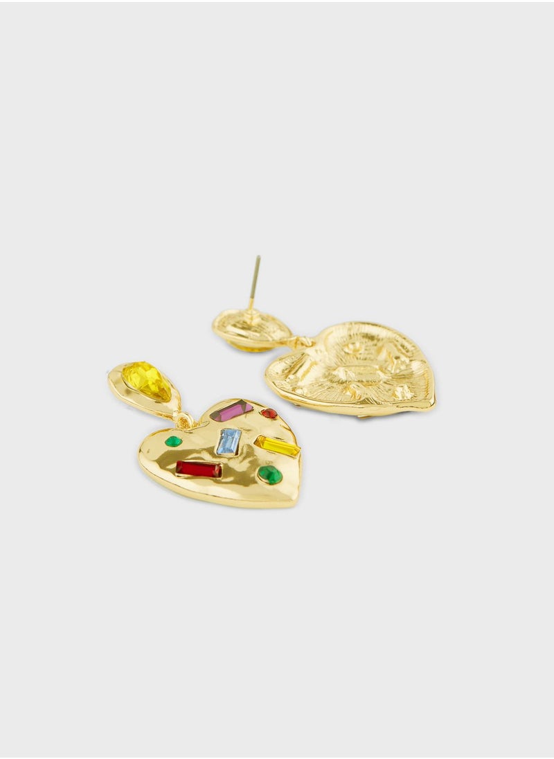 Ginger - Stone Detail Heart Drop Earrings - Image 1