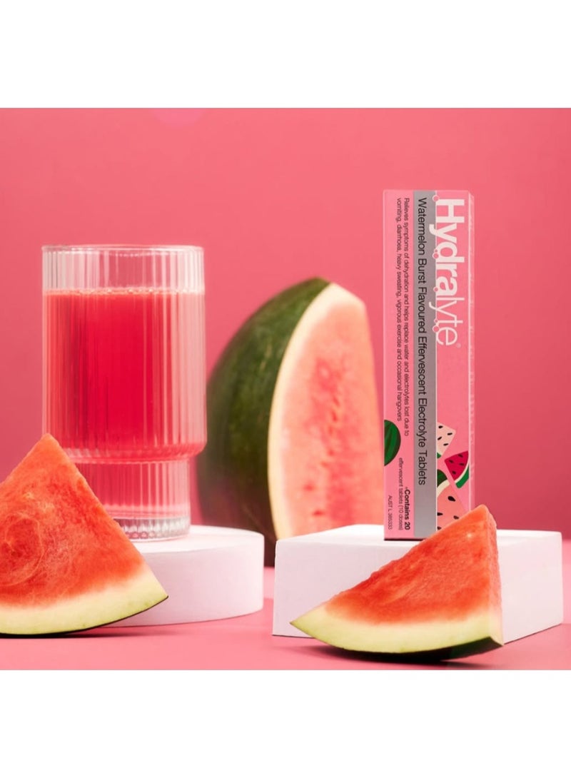 Hydralyte Effervescent Watermelon Burst Flavoured Electrolyte 20 Tablets - Image 2