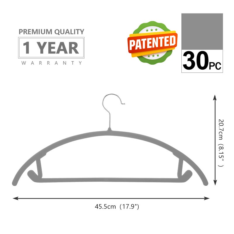 MIZGI Premium Velvet Hangers 30 Pack Heavyduty- Non Slip No Shoulder Bump Suit Hanger - Chrome Hooks,Space Saving Clothes Rounded Shape for Coat,Sweater,Jackets,Pants - Image 2
