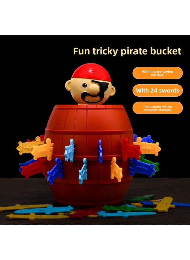 Generic - Children's Educational Parent-Child Interactive Toys Multiplayer Two-Person Battle Table Game Boys' Family Indoor Father-Son Board Game-Color:[upgraded Version] 24 Swords Pirate Bucket + Punishment Plate + Hand Biting Crocodile - Image 1