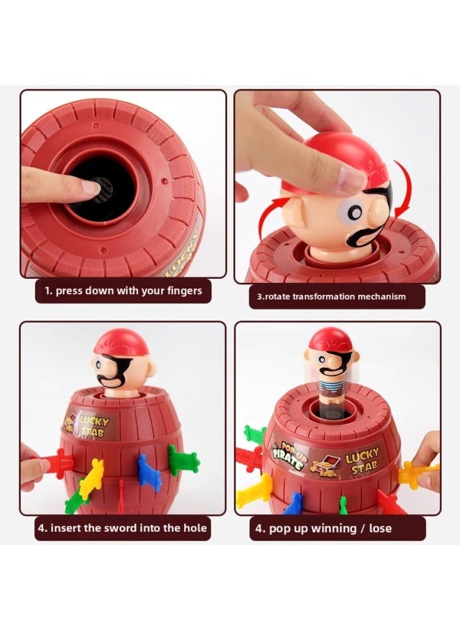Generic - Children's Educational Parent-Child Interactive Toys Multiplayer Two-Person Battle Table Game Boys' Family Indoor Father-Son Board Game-Color:[upgraded Version] 24 Swords Pirate Bucket + Punishment Plate + Hand Biting Crocodile - Image 1