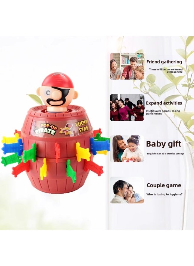 Generic - Children's Educational Parent-Child Interactive Toys Multiplayer Two-Person Battle Table Game Boys' Family Indoor Father-Son Board Game-Color:[upgraded Version] 24 Swords Pirate Bucket + Punishment Plate + Hand Biting Crocodile - Image 1