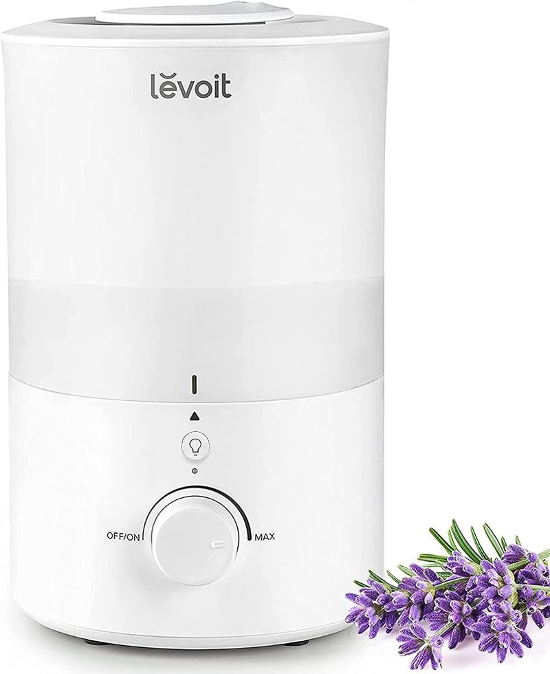 ليفويت مرطبات LEVOIT 3L لغرف النوم وغرف الأطفال مع إضاءة ليلية، مرطب برذاذ بارد للاستخدام المنزلي والمكتب والنباتات، إيقاف تلقائي، تدوم حتى 25 ساعة لمساحة 27 مترًا مربعًا، تشغيل هادئ مع فوهة دوارة 360 درجة وإسفنجة فلتر واحدة - Image 1