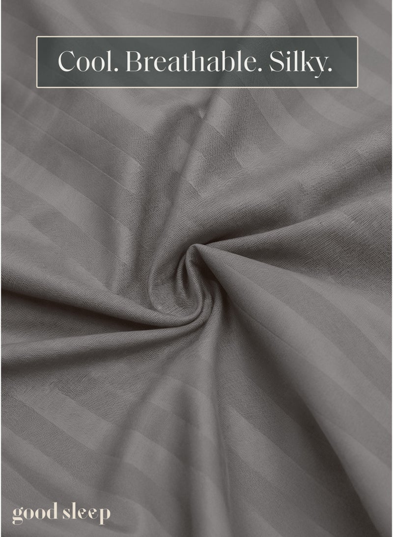 Good Sleep Premium Striped Duvet Cover Set – 6-Piece Grey | King Size 220x240 cm | Ultra-Soft, Wrinkle-Resistant & Made in Dubai | Includes Duvet Cover, Fitted Sheet & 4 Pillowcases - Image 5