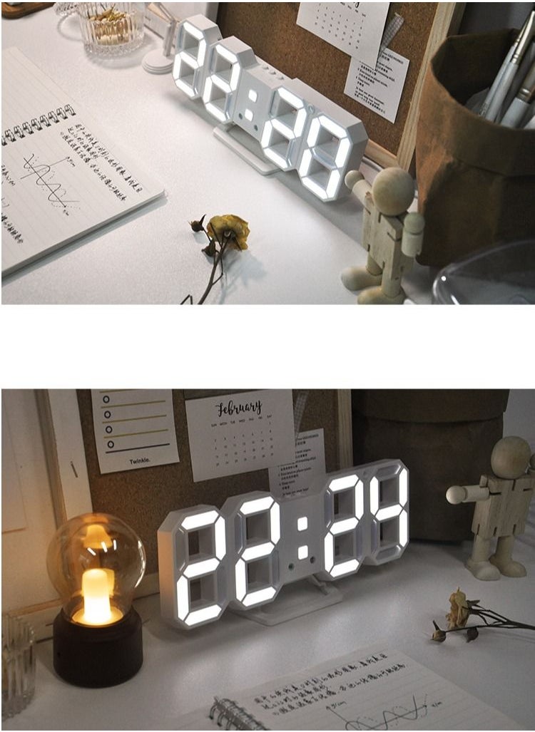 Generic - Smart 3d Digital Alarm Clock Wall Clocks Home Decor Led Digital Desk Clock with Temperature Date Time Nordic Large Table Clock - Image 1
