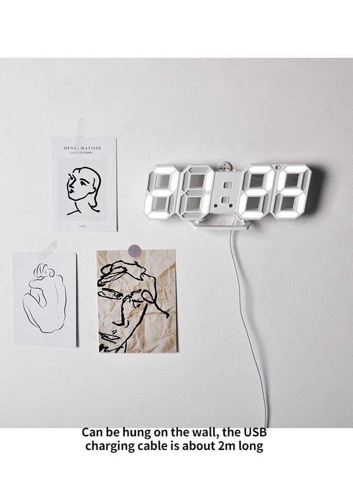 Generic - Smart 3d Digital Alarm Clock Wall Clocks Home Decor Led Digital Desk Clock with Temperature Date Time Nordic Large Table Clock - Image 1