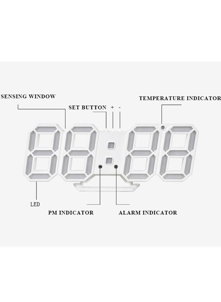 Generic - Smart 3d Digital Alarm Clock Wall Clocks Home Decor Led Digital Desk Clock with Temperature Date Time Nordic Large Table Clock - Image 1