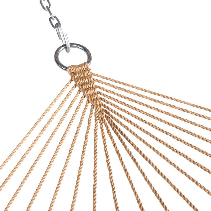 Lazy Daze Hammocks 10.5 FT Double 2 Person Caribbean Rope Hammock, Hand Woven Polyester Hammock with Spreader Bars, for Outside Outdoor Backyard Patio Poolside, 450 LBS Capacity, Tan - Image 3