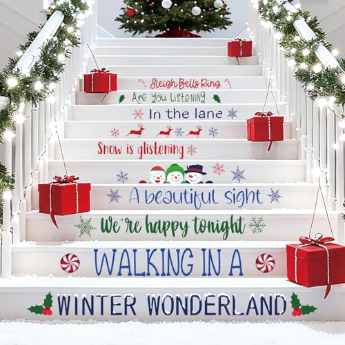 TOARTi Merry Christmas Stairs Stickers Xmas Quotes Wall Sticker Merry Christmas Wall Decals Xmas Party Winter Holiday Supplies Stairs Decoration - Image 3