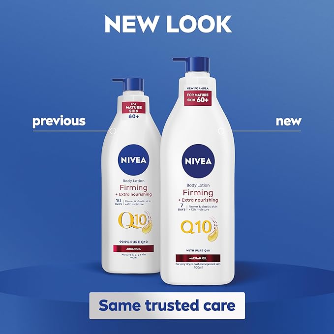 Nivea لوشن الجسم المنعش من نيفيا Q10 بزيت الأركان 400 مل كريم مغذي ومشد للبشرة مع Q10 وزيت الأركان كريم ترطيب نيفيا للبشرة المشدودة عبوة من 2