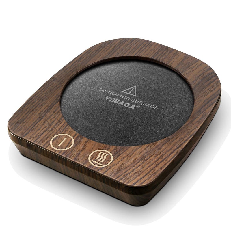 VOBAGA Imitation Wood Grain Coffee Cup Warmer Mug Warmer for Desk Electric Cup Beverage Warmer Plate with 3 Temperature Settings for Tea Cocoa Milk with Auto Shut Off After 4 Hours for Gifts