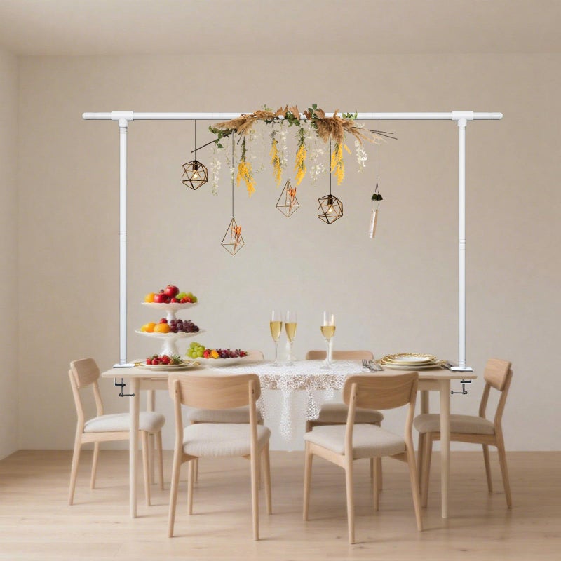 Beyeutao Over The Table Rod Stand with Clamps White Table Balloon Arch 16"-87" Length 30"-45" Height Adjustable Arch Stand Fit for Photo Booth Wedding Birthday Party Halloween Christmas Decoration - Image 2