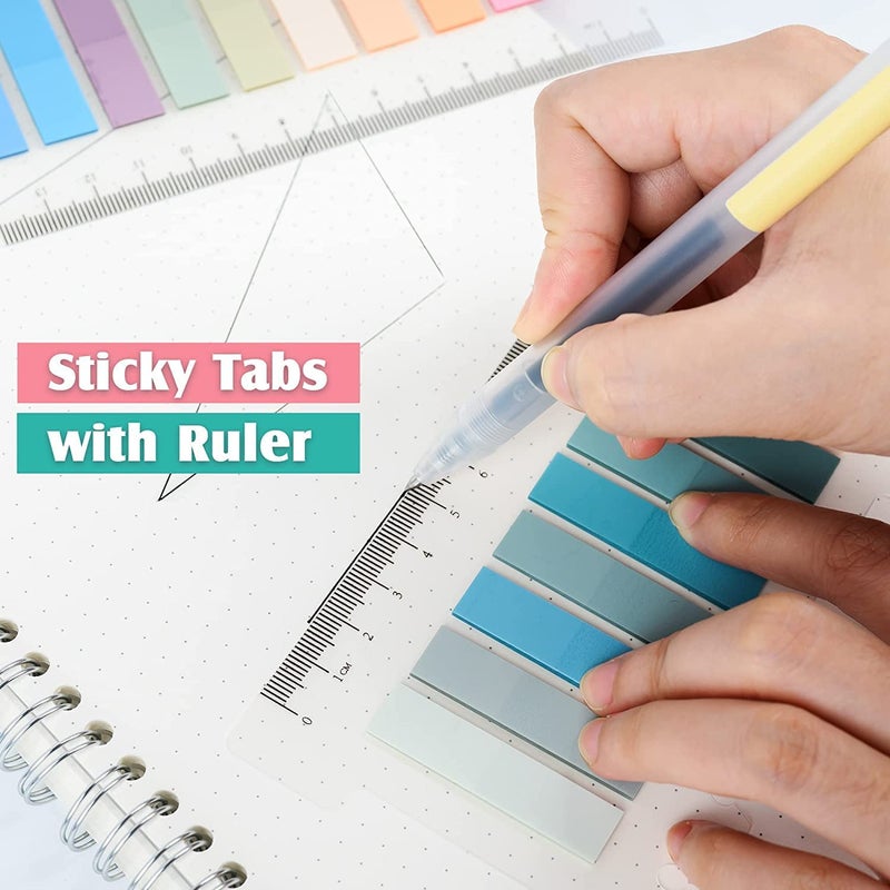 LUPINEZ Index Tabs Sticky Notes with Ruler Color Sticky Tabs for Notebook, Books, PET Material Page Tabs Sticky Flags File Index Tabs Office Stationery (Pack of 3 Sticky Note) - Image 3