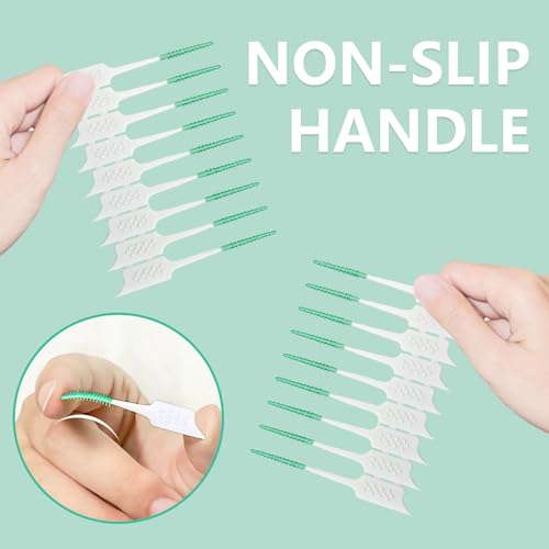 WQINX Dental Floss Picks Soft Silicone interdental Brush, Braces Brush, Floss Picks for Teeth, Disposable interdental Brush, Suitable for Cleaning Teeth Health(Green, 160pcs) - Image 5
