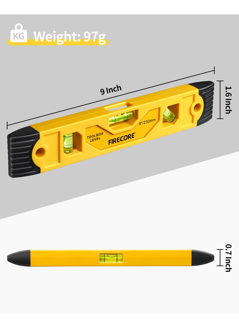 Firecore Torpedo Level Magnetic, Firecore 9 Inch Shockproof Small Leveler Tool with 3 Bubble Spirit Level 45 90 180 Degree, Construction Levelers for Hanging Pictures Install Shelf Home Renovation  - Image 5