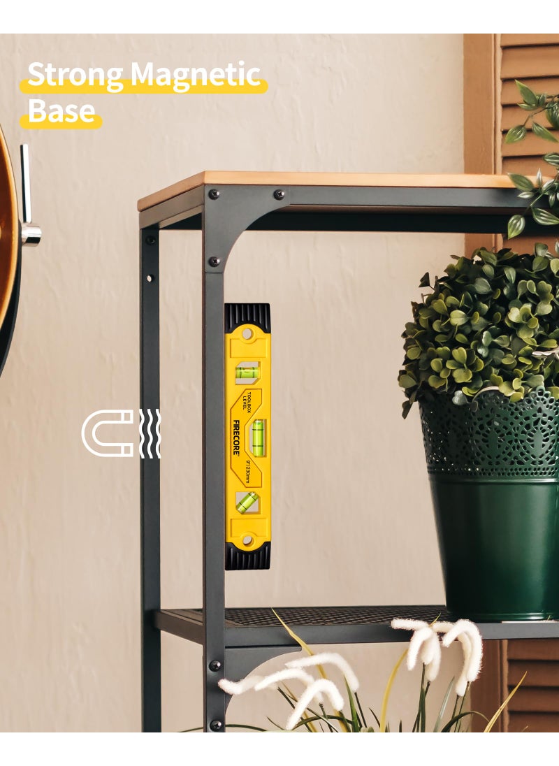 Firecore Torpedo Level Magnetic, Firecore 9 Inch Shockproof Small Leveler Tool with 3 Bubble Spirit Level 45 90 180 Degree, Construction Levelers for Hanging Pictures Install Shelf Home Renovation  - Image 2