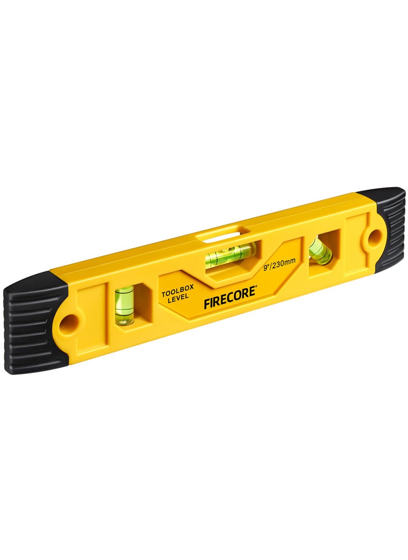 Firecore Torpedo Level Magnetic, Firecore 9 Inch Shockproof Small Leveler Tool with 3 Bubble Spirit Level 45 90 180 Degree, Construction Levelers for Hanging Pictures Install Shelf Home Renovation  - Image 1